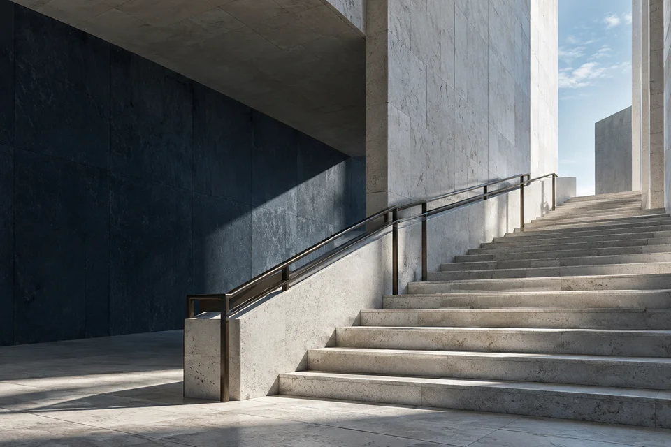 Étude architecturale d’un escalier de pierre ouvert sur la lumière